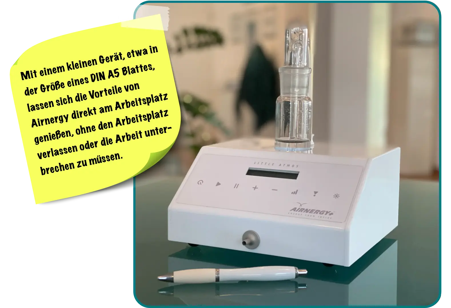 Der Airnergy Little Atmos Plus passt an jeden Arbeitsplatz